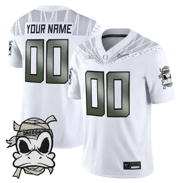 Men's Oregon Ducks Active Player Custom White 2025 F.U.S.E. 'Mummy Duck' Vapor Limited V1 Stitched Football Jersey